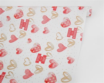 Бумага упаковочная, 50х70 см, «With love, сердечки», 1 лист У0203140 - фото 10034