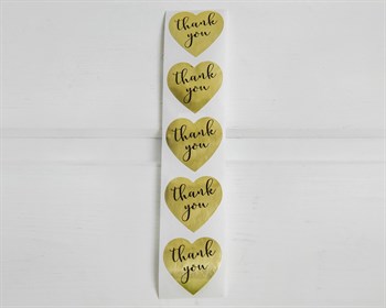 Наклейки «Thank you», сердце, 2,5 см, золото, 5 шт. У1201050 - фото 10046