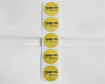 Наклейки «Thank you», круглые, d=2,5 см, золото, 5 шт. У1201049 - фото 10049