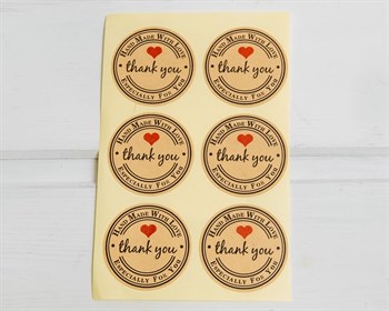 Наклейки «Thank you», круглые, d=3,8 см, лист 6 шт. У1201044 - фото 10056