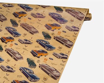 Бумага упаковочная, 40гр/м2, автомобили Ретро, 72см х 10м, 1 рулон У0203144 - фото 10147