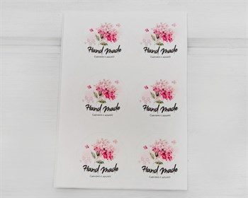 Наклейки «Hand made», круглые, d=4 см, гортензия, лист 6 шт. У1201046 - фото 10166