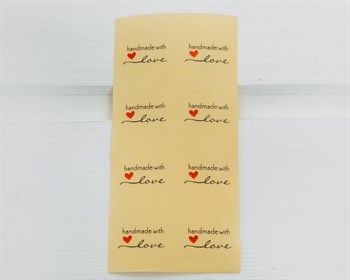 Наклейки прозрачные «Hand made with love», круглые, d=2,5 см, лист 8 шт. У1201058 - фото 10503