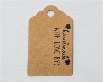 Бирка из мелованного картона, «Handmade with love by:», 3х5 см, крафт У1206128 - фото 10510