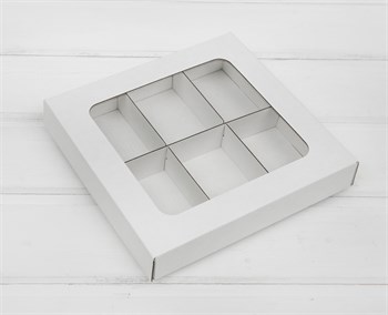 Коробка с окошком, 17х17х3,5 см, крышка-дно, белая У0115043 - фото 10914