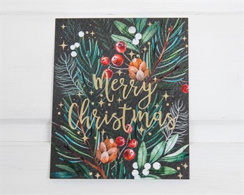 Открытка «Еловые веточки» на акварельном картоне с тиснением, 8,8х10,7 см, 1 шт. У1206135 - фото 11235