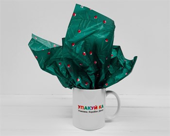 Бумага тишью, зеленая, Веточки, 50х66 см, 1 лист У0201057 - фото 11303