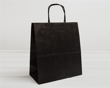 УЦЕНКА Крафт пакет бумажный, 31х28х14 см, с кручеными ручками, черный У0703024-УЦ - фото 11484