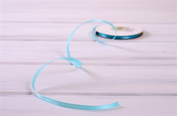 Лента атласная, 6 мм, нежно-лазурная, 22 м У0520010-Б22 - фото 11750