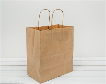 УЦЕНКА Крафт пакет бумажный, 28х24х14 см, с кручеными ручками, коричневый у0701006-УЦ - фото 11867