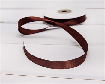 Лента атласная, 15 мм, темно-коричневая, 22 м У0518002-Б22 - фото 11925