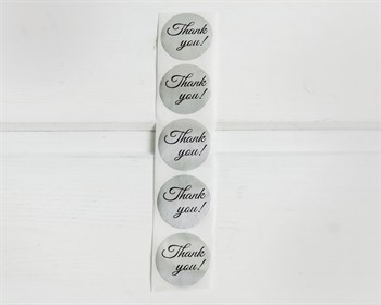 УЦЕНКА Наклейки Thank you , круглые, d=2,5 см, серебро, 5 шт. У1201048-УЦ - фото 12283