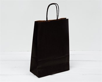 Пакет бумажный, 25х18х8 см, с кручеными ручками, черный У0701023 - фото 13334