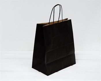 Пакет бумажный, 28х24х14 см, с кручеными ручками, черный У0703023 - фото 13340