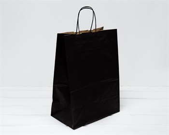 Пакет бумажный, 35х26х15 см, с кручеными ручками, черный У0701024 - фото 13344