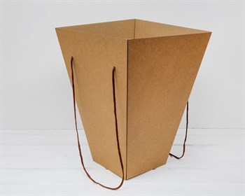 Коробка для цветов трапециевидная, низ 16 см, верх 30 см, высота 42 см, БЕЗ КРЫШКИ, крафт У0110011 - фото 13651