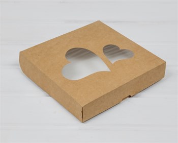 Подарочная коробка «Сердца» для выпечки и пирожных, 20х20х4 см, крафт У1208025 - фото 13676