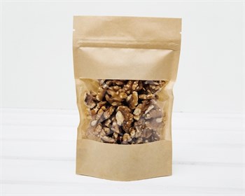 Пакет Дой-пак с zip-lock и окошком, 18,5х12х3,5 см, окно 10 см, светлый крафт У0703053 - фото 14316