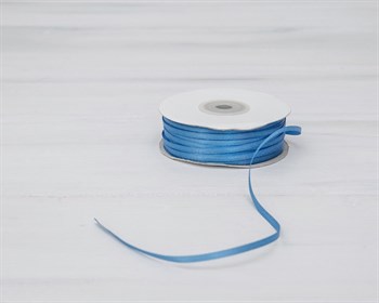 Лента атласная, 3 мм, тёмно-голубая, 1 м У0530027 - фото 5370