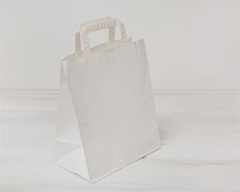 Пакет бумажный, 28х24х14 см, с плоскими ручками, белый У0701003 - фото 5452