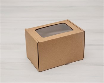 Коробка с окошком, 16х11х11 см, из плотного картона, крафт У0102034 - фото 5495