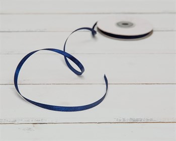 Лента атласная, 6 мм, темно-синяя, 27 м У0520032-Б - фото 6793