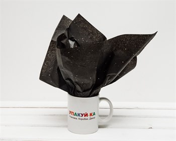 Бумага тишью, черная с цветным глиттером, 50х66 см, 1 лист У0201040 - фото 7151