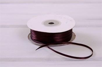 Лента атласная, 3 мм, темно-коричневая, 1 м У0530017 - фото 7751