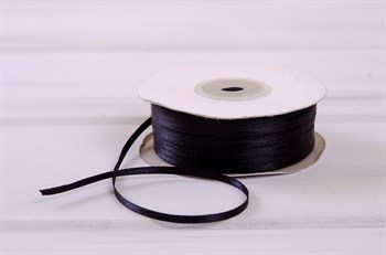 Лента атласная, 3 мм, черная, 1 м У0530024 - фото 7758