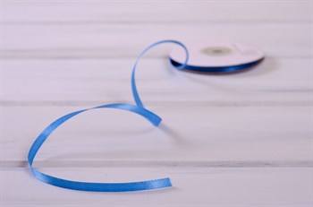 Лента атласная, 6 мм, темно-голубая, 27 м У0520005-Б - фото 7880