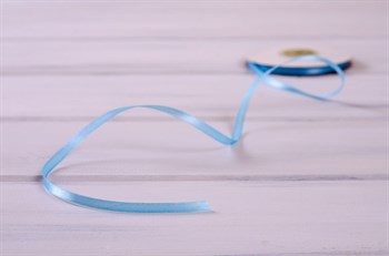 Лента атласная, 6 мм, голубая, 27 м У0520009-Б - фото 7886