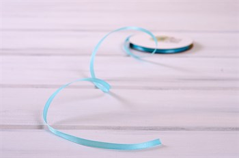 Лента атласная, 6 мм, нежно-лазурная, 27 м У0520010-Б - фото 7888