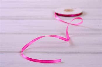 Лента атласная, 6 мм, насыщенно-розовая, 1 м У0520021 - фото 7911