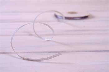 Лента металлизированная, 6 мм, серебряная, 1 м У0520029 - фото 7925