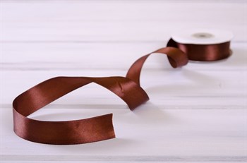 Лента атласная, 24 мм, темно-коричневая, 27 м У0510017-Б - фото 7958