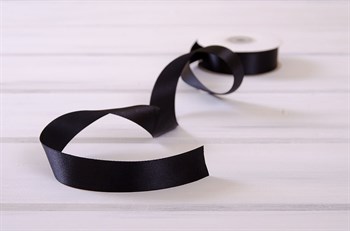 Лента атласная, 24 мм, черная, 27 м У0510024-Б - фото 7972