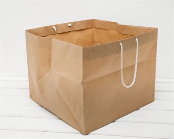 Пакет бумажный, 36х36х29 см, с широким дном и ручками, коричневый У0701016 - фото 8044
