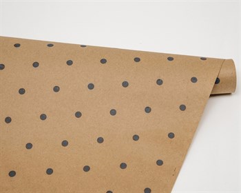 Бумага упаковочная, в черный горошек, 70см х 10м, крафт, 1 рулон У0203033 - фото 8079