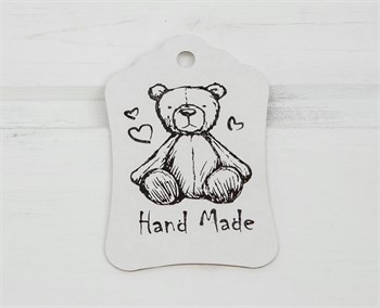 Бирка картонная, Мишка, 8х5 см, белая У1202001 - фото 8359