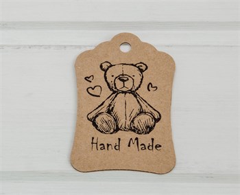 Бирка картонная, Мишка, 8х5 см, крафт У1202002 - фото 8365