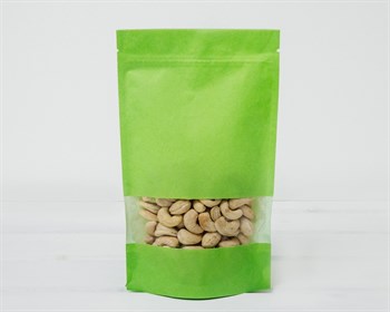 Пакет Дой-пак с zip-lock и окошком бумажный, 22,5х13,5х3,5 см, окно 4 см, зеленый У0703015 - фото 8511