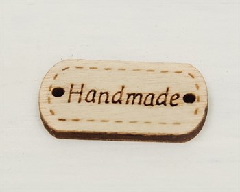 Нашивка из дерева, «Hand made», 2,4х1,2 см, 1 шт. У1207006 - фото 8722
