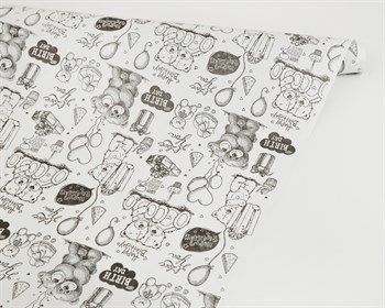 Бумага упаковочная, 50гр/м2, белые мишки, 72см х 10м, 1 рулон У0203097 - фото 8856