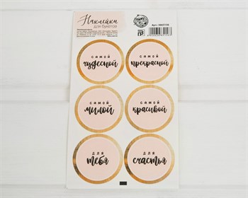 Наклейки «Самой чудесной», круглые, d=4 см, лист 6 шт. У1201026 - фото 8891