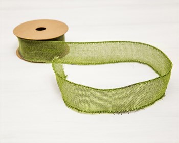Лента джутовая 40 мм, оливково-зелёная, 1 м У0550028 - фото 8901