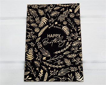 Открытка «Happy Birthday», чёрная, 10х15 см, 1 шт. У1206038 - фото 9006