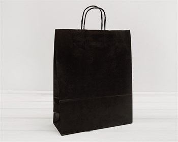 Пакет бумажный, 40х32х13 см, с кручеными ручками, черный У0703026 - фото 9589