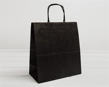 Пакет бумажный, 31х28х14 см, с кручеными ручками, черный У0703024 - фото 9592
