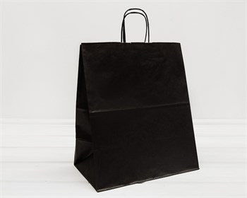 Пакет бумажный, 37х32х19 см, с кручеными ручками, черный У0703025 - фото 9595