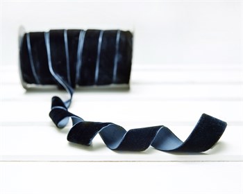 Лента бархатная, 24 мм, темно-синяя, 1 м У0512002 - фото 9801